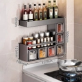 Gunmetal grey wall-mounted kitchen spice rack with 6 clear storage boxes for seasoning - Upgraded 3.0 Gun Grey 3-Tier 6-Box