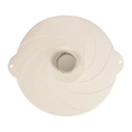 Coperchio rotondo in silicone beige con trama a spirale e impugnatura esagonale grigia - 11 Pollici (32CM)