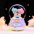 Purple crystal ball music box with twin stars on rainbow and glowing warm lights - 8524 Greet / Medium 80# LED Light+Music