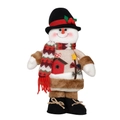 Pupazzo di neve in peluche con cappello nero e sciarpa rossa per decorazioni natalizie - Pupazzo di neve