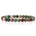 Multi-color natural stone bead bracelet with 6mm moss agate and polished mineral charms - Moss Agate