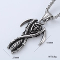 Detailed view of grim reaper pendant with size 27x41mm and weight specifications - Grim Reaper with Scythe