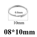 0.8x10mm polished stainless steel double split ring for DIY jewelry and keychains - 0.8x10mm / Silver