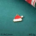 Christmas hat charm in red and white oil drip finish with gold stainless steel edges - Red and White Christmas Hat Style (KLJ10462-ZLA)