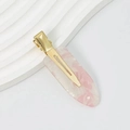Detailed close-up of a pink marble acetate hair clip with a golden metal base and hinge - 57# Small 6cm Acetate Seamless Clip