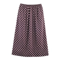 Elegante gonna midi a pois marrone scuro con comoda vita elastica regolabile - XS / Come mostrato