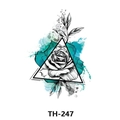 Waterproof tattoo sticker TH-247 featuring black rose sketch in geometric triangle - Th-247 / 210*148mm