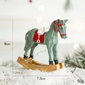 Ornamento natalizio a forma di cavallo a dondolo verde vintage con sella rossa e oro - Verde