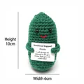 Handmade green crochet positive pickle toy with message card, 10cm height and 6cm width - Christmas Green Pickle with Emotional Support Card