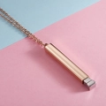 Minimalist rose gold rectangular pendant necklace with silver accent on dual-tone background - Steel Inner + Rose Gold Outer