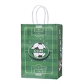 Green soccer themed paper gift bag with goal graphic and white twisted handles - Green Soccer Pitch GOAL