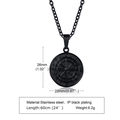 Herren Hip-Hop Kompass-Halskette aus schwarz beschichtetem Edelstahl mit Münze - Schwarzer Anhänger + 60CM O-Kette