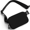 Waterproof polyester waist bag in black featuring adjustable strap and quick-release buckle - Black