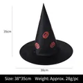 Halloween black pointed witch hat with orange pumpkin print, size 38x35cm dimensions - Oxford Cloth Pumpkin Print