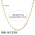 Détails du collier à perles dorées multicouche avec ses dimensions précises de longueur - Style de Chaîne Élargie (NB-N1259)