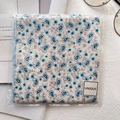Blue paisley floral cotton silk scarf folded in packaging with retro accessories - XY-18 Blue Paisley
