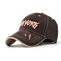 Distressed brown New York embroidered baseball cap with vintage worn details and contrast brim - Adjustable / Coffee