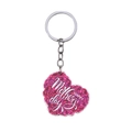 Silver Mother's Day keychain with pink floral heart pendant and Happy Mother's Day text - Purple Rose-HAPPY Mother's day