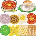 DIY diamond painting coaster set featuring various food shapes and a metal holder - Creative Food Shape Style (BD997)