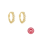 Orecchini a cerchio in argento S925 placcati oro con zirconi e catena a goccia - Stile Classico a Cerchio con Strass (金色#5) / Argento 925