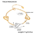Bracciale a cuore in acciaio inossidabile bicolore placcato oro 18k con design cavo - Bracciale a Cuore Bicolore Oro (TXE267)