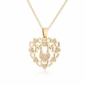 Elegant 18K gold plated MOM heart pendant necklace with shimmering cubic zirconia accents - Heart to Heart MM Style