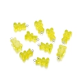Dettaglio di nove ciondoli orsetto gialli trasparenti con anellini aperti argento - Giallo Trasparente