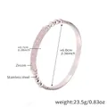 Bracciale a ferro di cavallo in acciaio argento con doppia fila di zirconi rosa - Z434-Bracciale Rigido con Fibbia di Lusso e Zircone Rosa Colore Acciaio