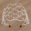 Retro handmade woven silver headband with crystal beads and rhinestones crown design - Silver