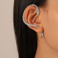 Ασημένιο γοτθικό σκουλαρίκι φίδι ear cuff με λεπτομερή υφή λεπιών και περιέλιξη - Ear Cuff φίδι - Δεξί αυτί - Ασημί (X196)