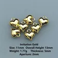 Set of 6 vintage gold alloy 3D heart charms 11x13mm for DIY jewelry making - Imitation Gold