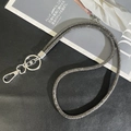 Detail of luxury rhinestone phone strap with dark grey crystals and silver metal clasp - 6mm Rhinestone Pendant / Gray (K3145)