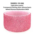 Pink rhinestone silicone boot for sports bottles with glittering diamond finish - Naked Diamond D820 Light Pink/Transparent Glitter Silver Sleeve (No Bottom)