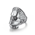 Retro hip hop Frankenstein stainless steel portrait ring in polished silver finish - Size 8 / Steel