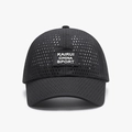 Black breathable laser-cut baseball cap with KAIRUI SPORT patch on a white background - Adjustable / Black