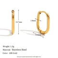 Orecchini a cerchio a U in acciaio inossidabile placcato oro 18K con misure tecniche - 1.8*15mm-Oro