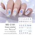Macro shot of 3D jellyfish nail art decals with iridescent purple and blue gradients - MS-C191 Dream Jellyfish