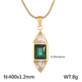 Collana geometrica dorata con pendente in pietra verde smeraldo e dettagli zircone - Collana d'oro (KN237997-KLX)