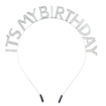 Diadema de purpurina plateada 'IT'S MY BIRTHDAY' para fiesta de cumpleaños corona accesorio - Plateado