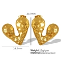 Goldene Herzohrringe mit Hammerschlag-Textur aus langlebigem Edelstahl mit Hochglanzfinish - Gehämmertes Herz / Gold