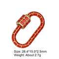Oval screw lock buckle in red enamel and gold finish with textured brick pattern - Style 80 (Gold Red Enamel Grid Clasp)