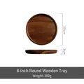Round 20cm dark wood tray made of solid walnut for coffee, tea and dessert serving - 8 Inch