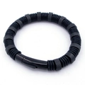 Herrenarmband im Industriestil mit schwarzen Gummiringen und grauen Metallperlen - Schwarzer Stil (KB204665-SJ)