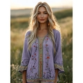 S Purple Floral Embroidery