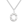 Elegant stainless steel initial C pendant necklace adorned with white pearls for women - Letter C / Steel Color