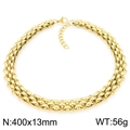 Collana intrecciata in acciaio al titanio dorato 400x13mm con chiusura regolabile - Collana / Oro (KN295294-ZCG)