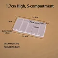 Clear 5-compartment PP plastic storage box for beads, fishing tackle and small accessories - Medium Long 5 Compartments