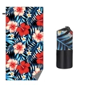 Tropical floral quick-dry beach towel with portable black mesh storage bag - Tropical Red Flowers (Double-sided Print with Mesh Bag)