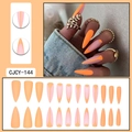 Long stiletto press-on nails in matte orange and pink French tip design, 20-piece set - Matte Orange Pink French Stiletto Style (CJCY-144)