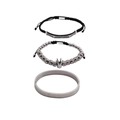 Set di 3 gioielli da uomo con bracciale a corona, polsino in metallo e fascia intrecciata - Set Da 3 Pezzi Argento Stile F